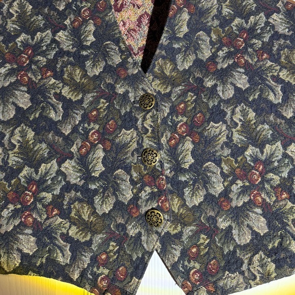 Christmas Holly Denim Tapestry Vest - Picture 2 of 4